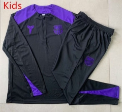 25-26 Barcelona Black Kid-Youth Soccer Tracksuit -815