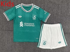 25-26 Correct Version Liverpool 2nd Away Green Kids/Youth Soccer Uniform-2353