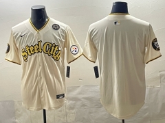 NFL Pittsburgh Steelers Special Light Yellow Jersey（logo4）-0840