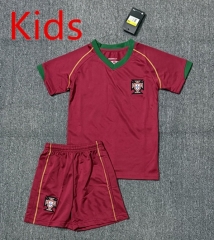 Retro version 2006 Portugal Home Red Kids/Youth Soccer Uniform-4247