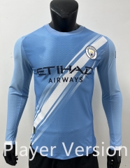 Player Version 2025-26 Manchester City Home Light Blue LS Thailand Soccer Jersey AAA-0871
