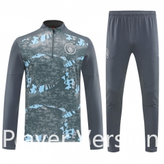Player Version 2025-26 Manchester City Grey Thailand Soccer Tracksuit Uniform-7411