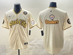 NFL Pittsburgh Steelers Special Light Yellow Jersey（logo7）-0840