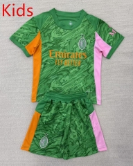 2025-26 AC Milan Goalkeeper Green  Kids/Youth Soccer Uniform-0299