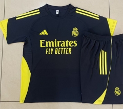 25-26 Real Madrid Dark Gray Short-sleeved Thailand Soccer Tracksuit-815