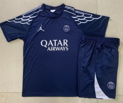 25-26 Paris Royal Blue Short-sleeve Thailand Soccer Tracksuit -815