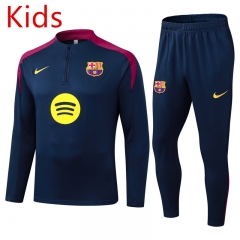 2025-26 Barcelona Royal Blue Kid-Youth Soccer Tracksuit -411