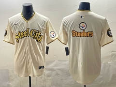 NFL Pittsburgh Steelers Special Light Yellow Jersey（logo10）-0840