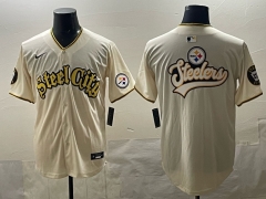 NFL Pittsburgh Steelers Special Light Yellow Jersey（logo17）-0840
