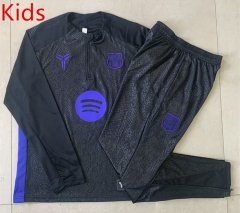 25-26 Barcelona Black Kid-Youth Soccer Tracksuit -815