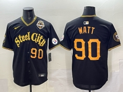 NFL Pittsburgh Steelers Special Black #90 Jersey(Logo2)-0840