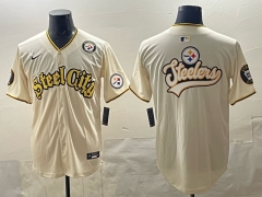 NFL Pittsburgh Steelers Special Light Yellow Jersey（logo13）-0840