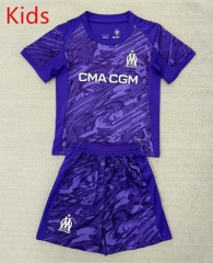 25-26 Olympique de Marseille Goalkeeper Purple Kids/Youth Soccer Uniform-AY