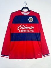 Retro Version 19-20 Deportivo Guadalajara Away Red&Blue LS Thailand Soccer Jersey AAA-811