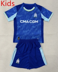 25-26 Olympique de Marseille 2nd Away Blue Kids/Youth Soccer Uniform-AY