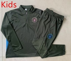 2024-2025 Manchester City Dark Green Kids/Youth Soccer Tracksuit-815