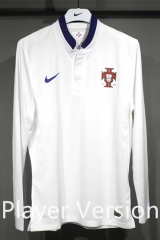 Player Version2014 Portugal Away White LS Thailand Soccer Jersey AAA-4563