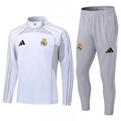 25-26 Real Madrid Grey&White Thailand Soccer Tracksuit-411