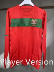 (s-3xl)Player Version2010 Portugal Home Red LS Thailand Soccer Jersey AAA-4563