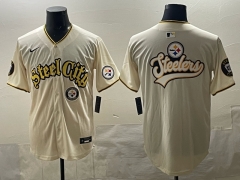 NFL Pittsburgh Steelers Special Light Yellow Jersey（logo12）-0840