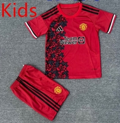 2025-26 Manchester United Red  Kids/Youth Soccer Uniform-4247