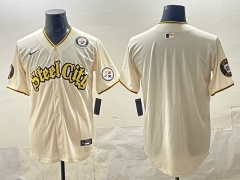 NFL Pittsburgh Steelers Special Light Yellow Jersey（logo5）-0840