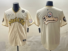 NFL Pittsburgh Steelers Special Light Yellow Jersey（logo14）-0840