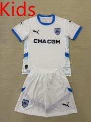 2025-26 Olympique de Marseille Home White kids Soccer Uniform-AY