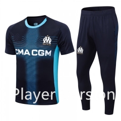 Player Version 2025-26 Olympique de Marseille Away Royal Blue Short-sleeve Thailand Soccer Tracksuit-9926