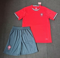 2025-26 Portugal Home Red Soccer Uniform-8423(Green short)