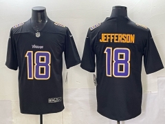 NFL Fashion Minnesota Vikings Black#18 Jersey(Logo1)-0840