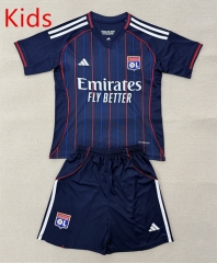 2025-26 Olympique Lyonnais Away Royal Blue Kids/Youth Soccer Unifrom-AY