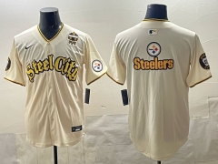 NFL Pittsburgh Steelers Special Light Yellow Jersey（logo11）-0840