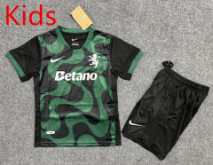 25-26 Sporting Lisbon Clube de Portugal 2nd Away Black&Green Kid/Youth Soccer Uniform-6748