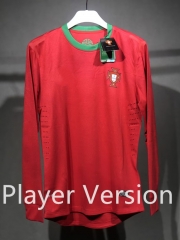 Player version 2012 Portugal Home Red  LS Thailand Soccer Jersey AAA-4563