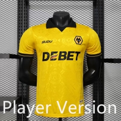 Player version 2025-26 Wolverhampton Wanderers Home Yellow  Thailand Soccer Jersey AAA--888