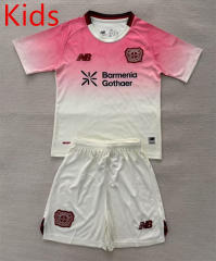2025-26 Bayer Leverkusen Away White&Pink Kid/Youth Soccer Uniform-AY