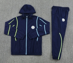 2025-26 Manchester City Royal Blue Hooded Trench Coats Suit-7411