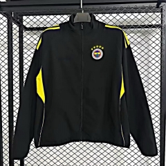 2025-26 Fenerbahçe Black Single-sided Embroidered Soccer Trench Coat-GB