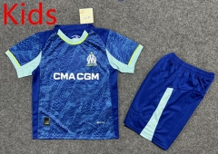 25-26 Correct Version Olympique de Marseille 2nd Away Blue Kids/Youth Soccer Uniform-6748