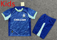 25-26 Correct Version Olympique de Marseille 2nd Away Blue Kids/Youth Soccer Uniform-6748