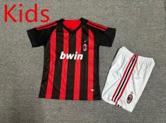 Retro Version 08-09 AC Milan Home Red&Black Kids/Youth Soccer Uniform-7809