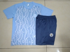 24-25  Manchester City Light Blue Short-sleeved Thailand Soccer Tracksuit-815