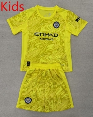 2025-26  Manchester City Goalkeeper  Yellow Kid/Youth Soccer Uniform-AY