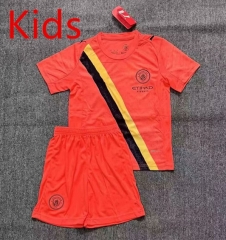 2025-26 Manchester City Goalkeeper Orange Kid/Youth Soccer Uniform-2483