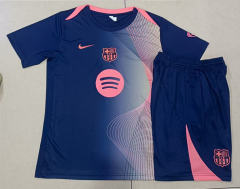 2025-26 Barcelona Royal Blue Short-sleeved Thailand Soccer Tracksuit-815