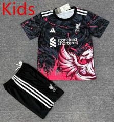 Special Version 2025-26 Liverpool Black&Red Kids/Youth Soccer Uniform-4247