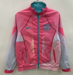 2025-26 Barcelona Pink& Green Single-sided Embroidered Soccer Trench Coat-0255