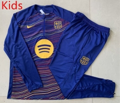 2025-26 Barcelona Royal Blue Kid-Youth Soccer Tracksuit -815