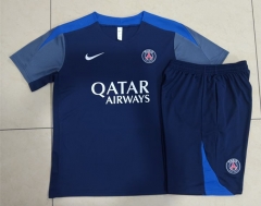 25-26 Paris Royal Blue Short-sleeve Thailand Soccer Tracksuit -815